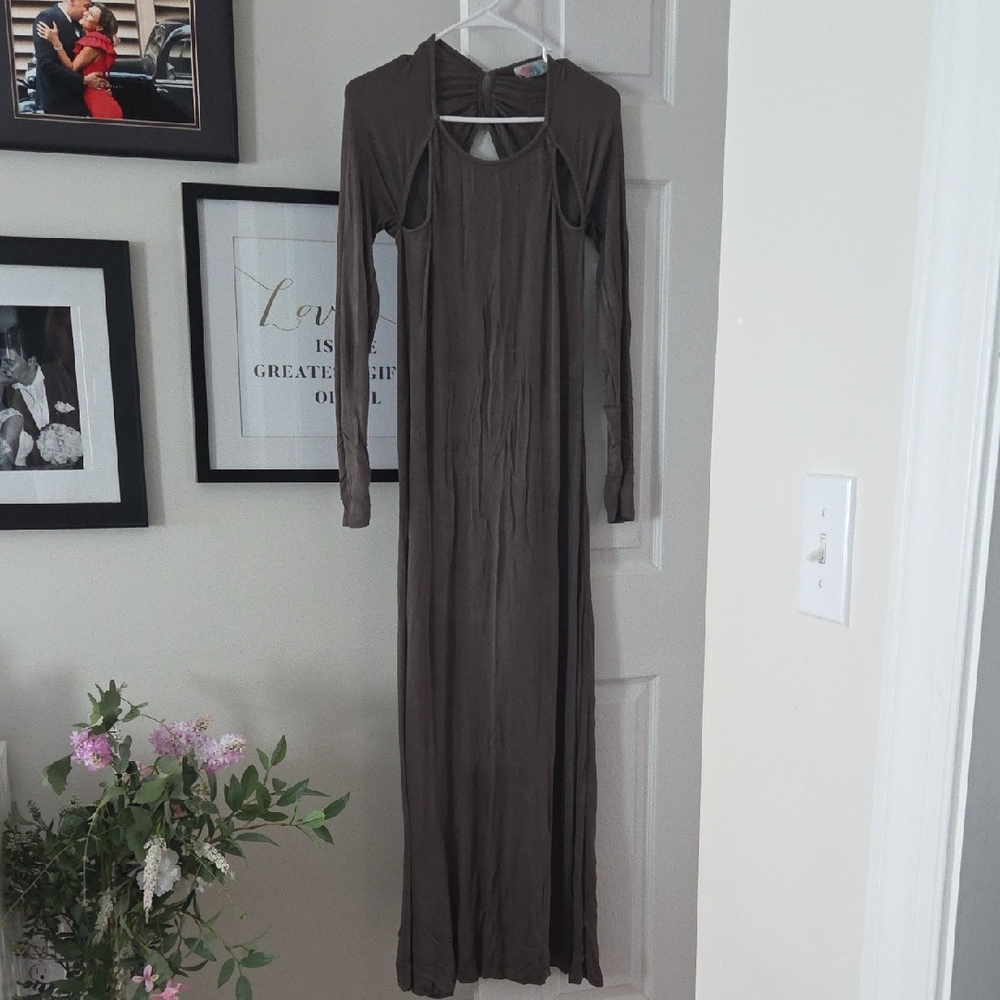 Free People Long Sleeve Brown Dress
